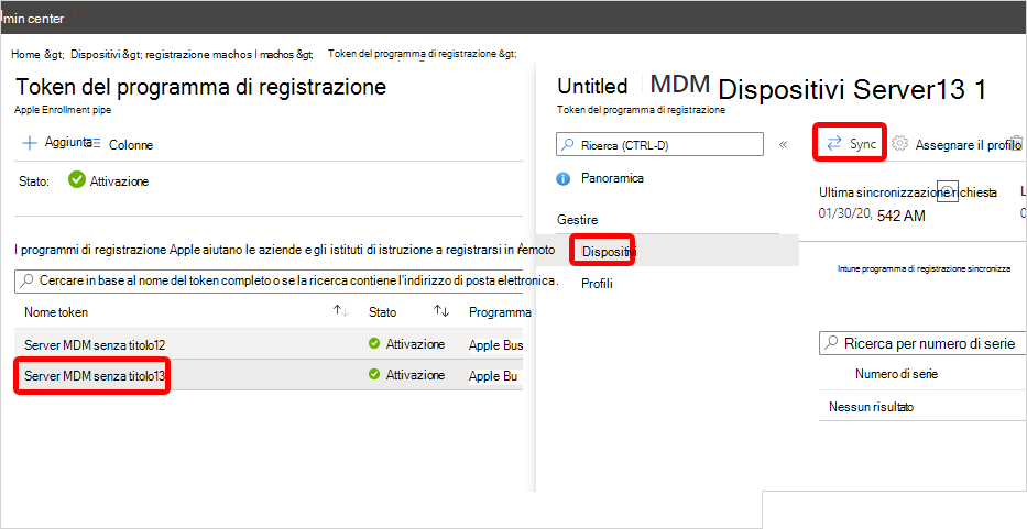 Screenshot dell'area token del programma di registrazione nell'interfaccia di amministrazione, evidenziando il token di esempio, il collegamento 