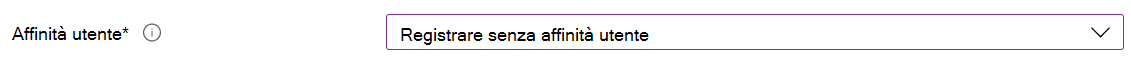 Nell'interfaccia di amministrazione Intune e Microsoft Intune registrare i dispositivi iOS/iPadOS usando la registrazione automatica dei dispositivi (ADE). Selezionare Registra senza affinità utente.