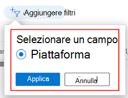 Screenshot che mostra l'elenco filtrato dei filtri in base alla piattaforma in Microsoft Intune.