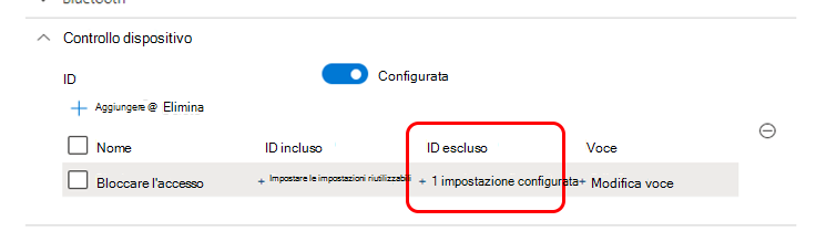 Screenshot che mostra il risultato della selezione di un gruppo solo per un ID escluso.