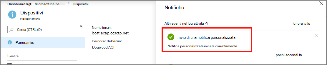 Conferma di una notifica inviata