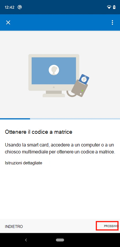 Screenshot della schermata Ottieni codice a matrice dell'app Intune.