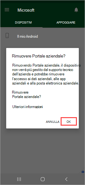 Screenshot dell'app Portale aziendale,