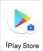 Screenshot dell’icona Google Play Store con il contrassegno a forma di valigetta.