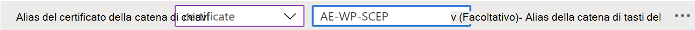 Modificare l'alias del certificato client KeyChain nei criteri di configurazione di un'app VPN in Microsoft Intune usando l'esempio configuration Designer .