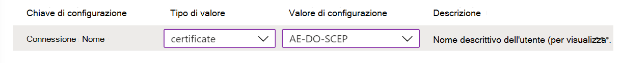 Modificare il nome della connessione in un criterio di configurazione dell'app VPN in Microsoft Intune esempio