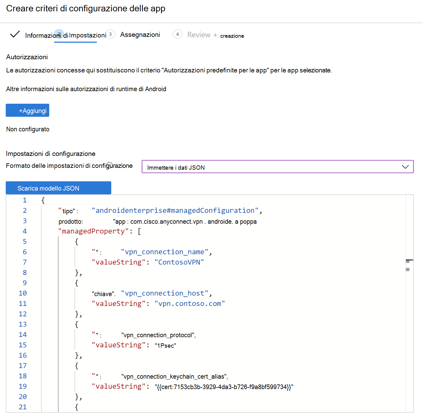 Esempio di uso del flusso JSON - Modifica JSON.