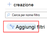 Screenshot che mostra come aggiungere un filtro per filtrare l'elenco di filtri esistente in Microsoft Intune.