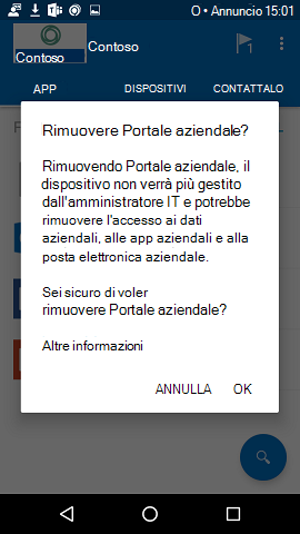 Immagine della finestra di dialogo di conferma, disponibile dopo aver selezionato la nuova opzione 