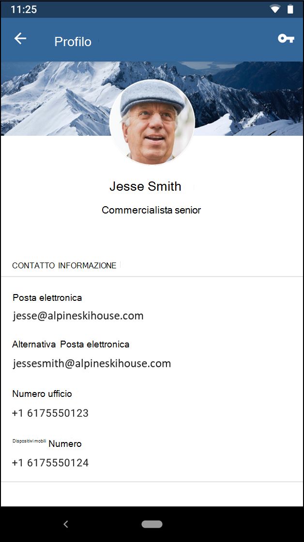 Screenshot dell'app Microsoft Intune per Android - Profilo utente