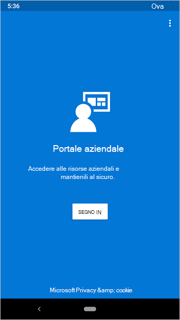 Immagine di esempio del nuovo Portale aziendale schermata di accesso, pulsante di accesso.