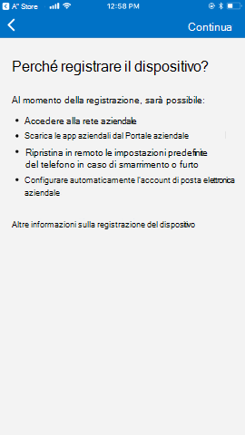 Screenshot che mostra Portale aziendale'app per i O S/i Pad O S prima dell'aggiornamento, Perché registrare la schermata del dispositivo.