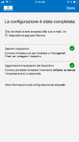 Screenshot che mostra Portale aziendale'app per i O S/i Pad O S prima dell'aggiornamento, La schermata è impostata.