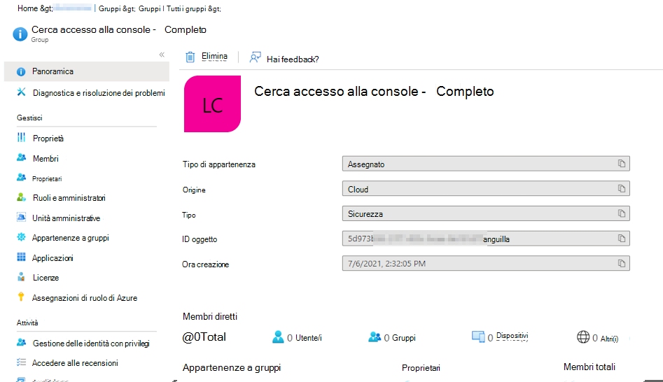 MICROSOFT ENTRA ID oggetto gruppo