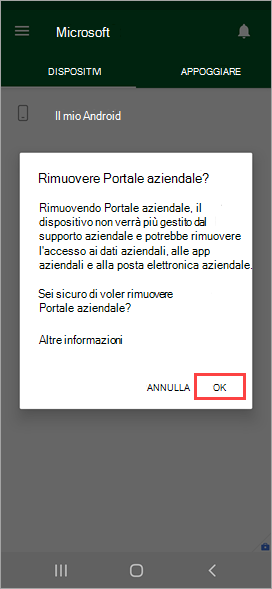 Screenshot dell'app Portale aziendale,