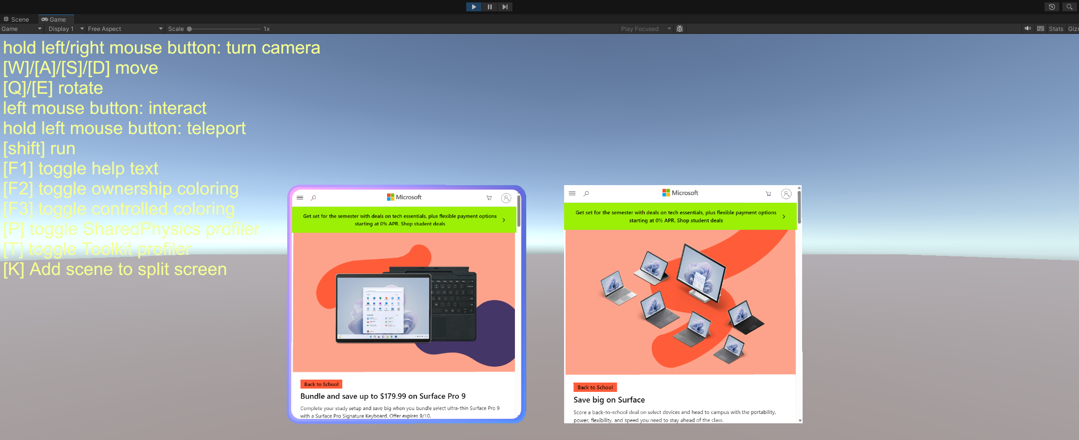 Screenshot di due WebSlate visualizzati in modalità di riproduzione con emulazione mesh.