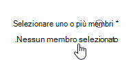 Screenshot dell'opzione Nessun membro selezionato.