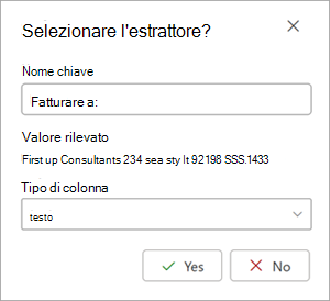 Screenshot della casella Seleziona estrattore nella pagina dei dettagli dell'estrattore.