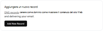 Screenshot in cui si seleziona Aggiungi per aggiungere un record TXT di verifica del dominio.