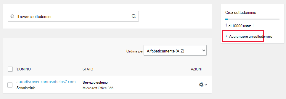 Selezionare Aggiungi sottodomini.