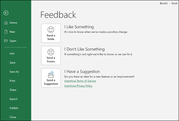 Screenshot: esempio di feedback nel prodotto