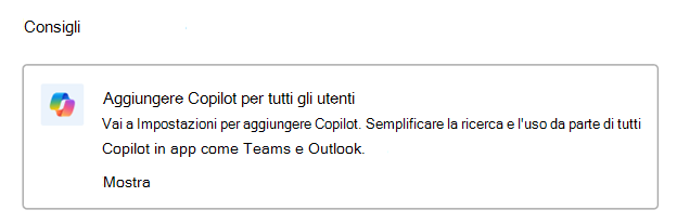 Screenshot che mostra il messaggio popup per aggiungere Copilot per tutti gli utenti.