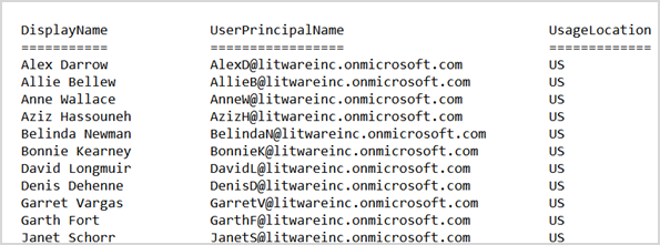 Esempio di documento stampato che è l'output di un comando di PowerShell inviato direttamente alla stampante predefinita in Windows.