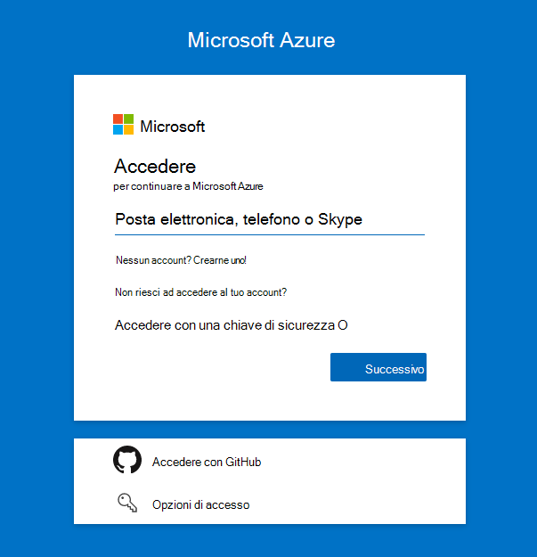 Accesso ad Azure