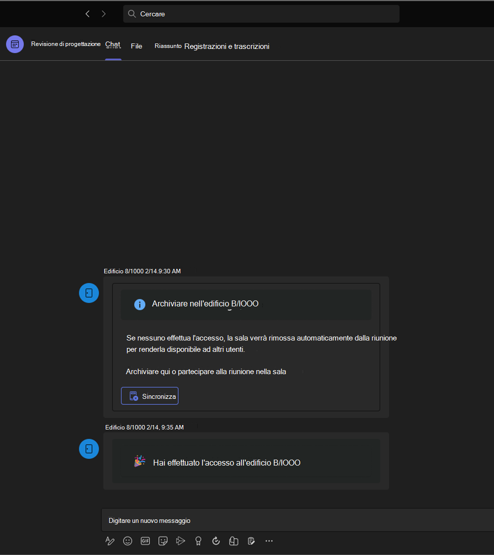 Screenshot che mostra l'archiviazione dell'utente di Teams Chat.