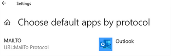 Screenshot che mostra i passaggi per impostare Outlook come app predefinita.