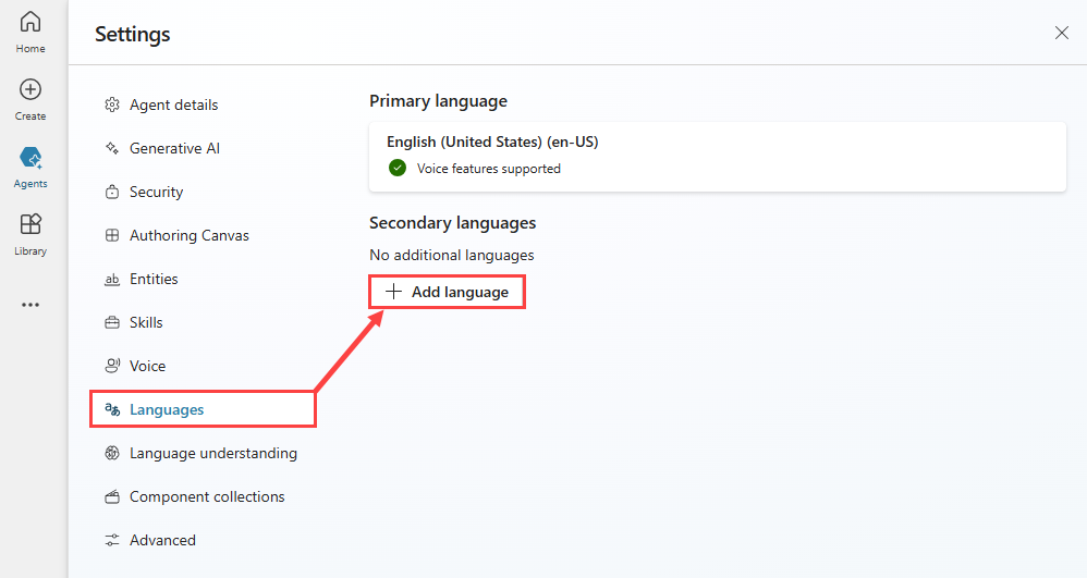 Impostazione di un agente multilingue.