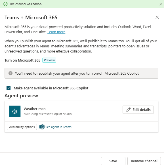 Screenshot del riquadro di configurazione per il canale Microsoft Teams, nel suo stato iniziale, con il pulsante Attiva Teams disponibile.