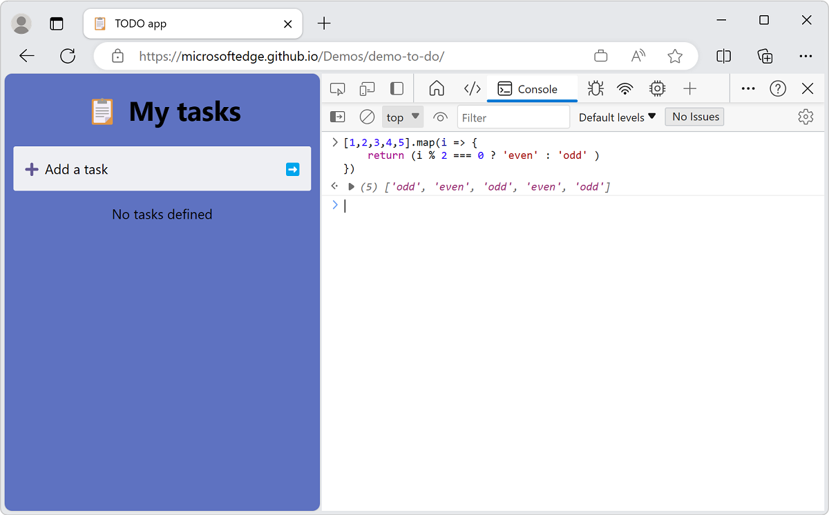 The Console recognizes multiline expressions using curly braces and indents