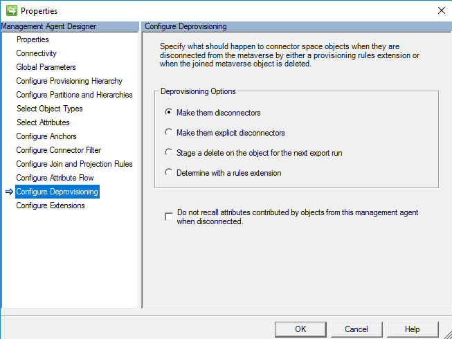 Screenshot che mostra la pagina Configura deprovisioning con un pulsante O K.