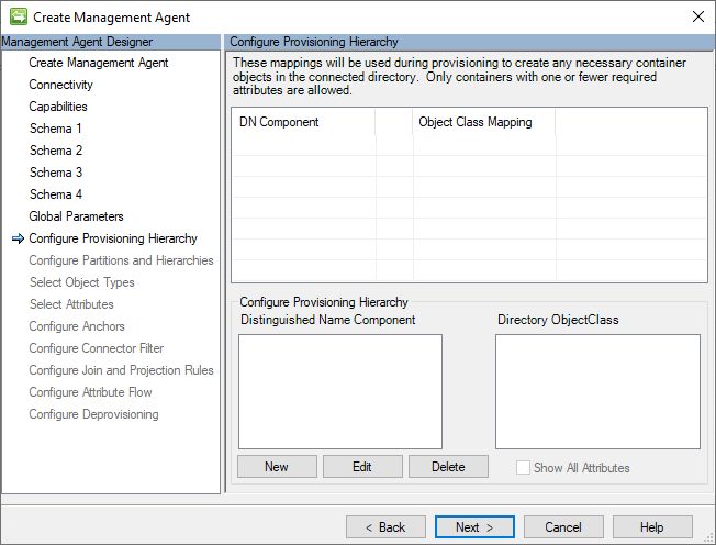 Screenshot della pagina Gerarchia di provisioning