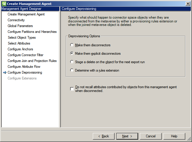 Specificare il tipo di deprovisioning