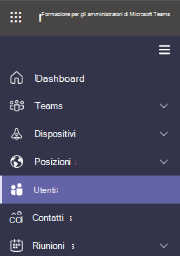 Mostra la selezione di utenti nell'interfaccia di amministrazione di Microsoft Teams.