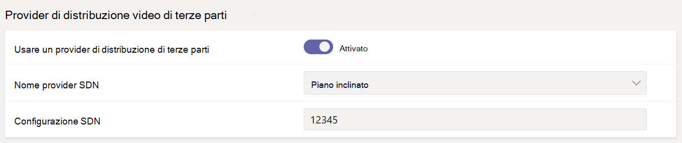 operazioni: Impostazioni dei provider di distribuzione video di terze parti nell'interfaccia di amministrazione.