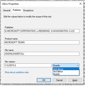 Fare in modo che AppLocker accetti una gamma più ampia di versioni DLL per le regole di pubblicazione.
