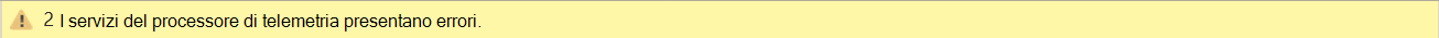 Screenshot di un messaggio di errore che indica che due servizi processore di telemetria presentano errori.