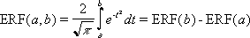 Second screenshot of the erf method where the error function is the integral of the lower and upper limits.