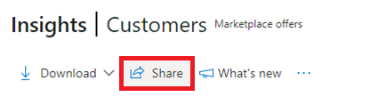 Screenshot che mostra l'opzione Condividi nella schermata Approfondimenti del dashboard Clienti.