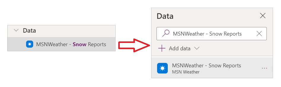 Dati selezionati nei risultati della ricerca che mostrano i dettagli relativi alle connessioni dati.