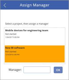 Schermata Assign Manager completata.