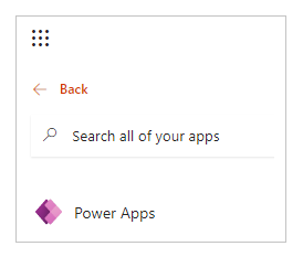 Power Apps nell'utilità di avvio app Office 365.