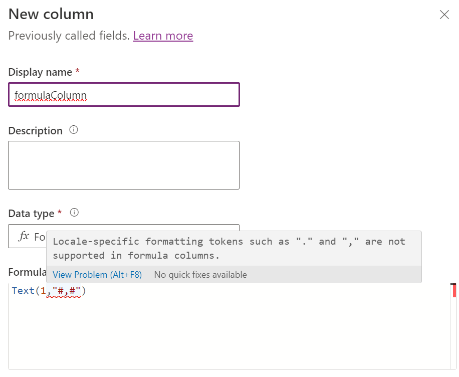 Token di formattazione locale non supportato passato come parametro alla funzione Testo nella formula