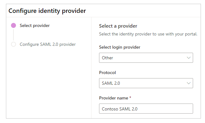 Aggiungere il provider SAML 2.0.