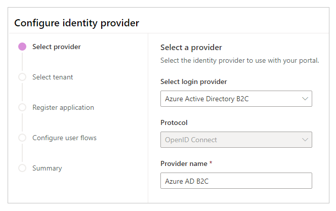 Nome del provider di Azure AD B2C.