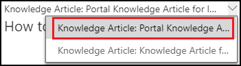 Selezionare il modulo dell'articolo della Knowledge Base del portale.