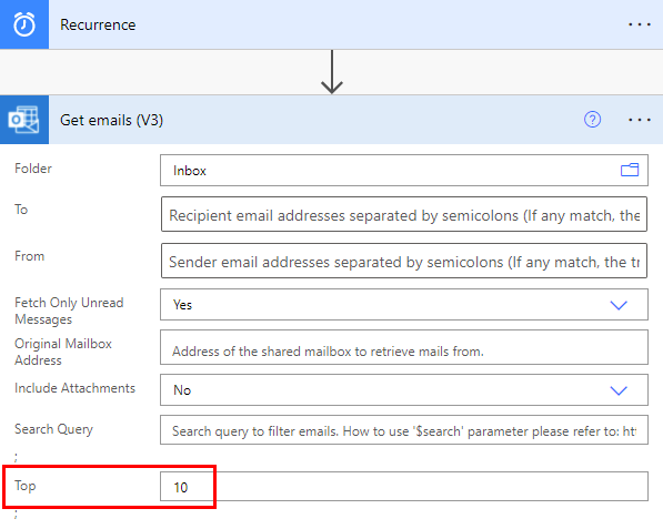 Screenshot di una scheda e-mail configurata.